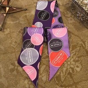 Brand new condition Coach Purple and Pink Logo Silk Scarf